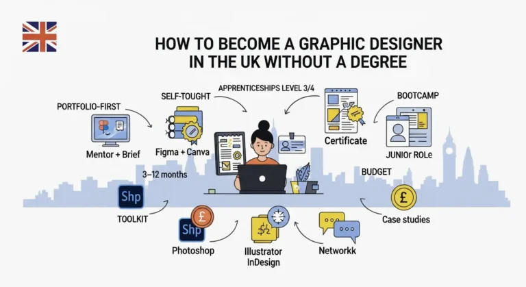 become a graphic designer in the UK without a degree