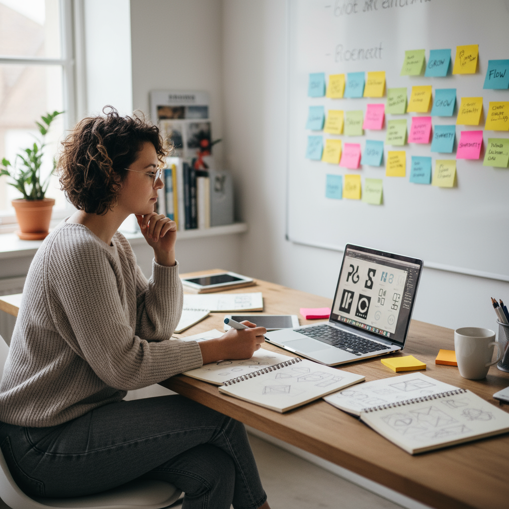 Creative brainstorming session for logo design and branding