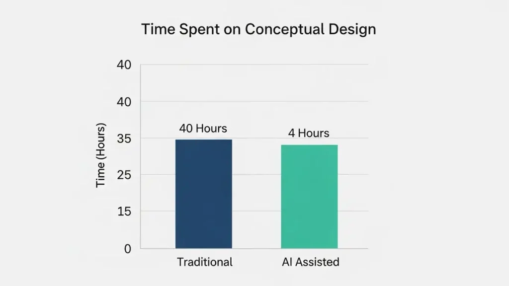 Graph showing time savings in conceptual design using AI tools.