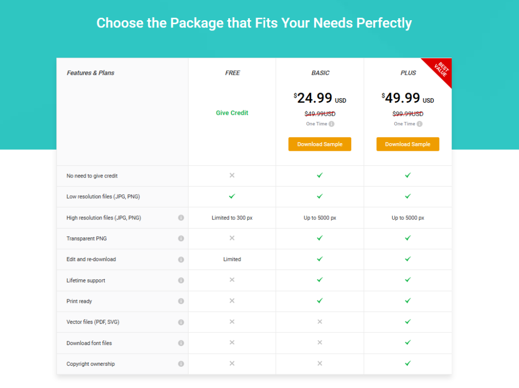 DesignEvo Pricing Table